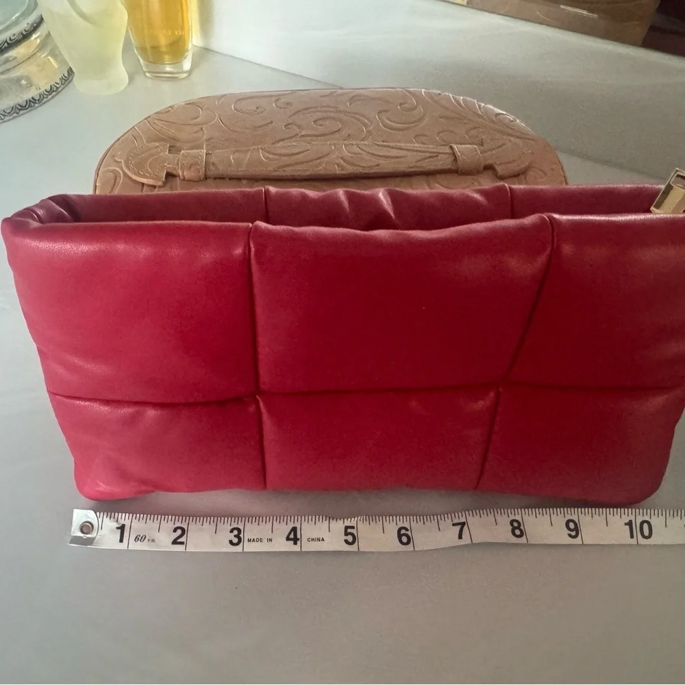 Shiraleah Red Faux leather padded quilted cloud clutch Women's Bag